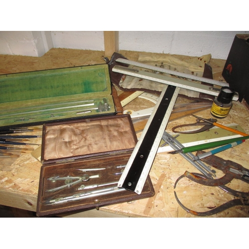 104 - A large parcel of technical drawing and art materials, all in used condition