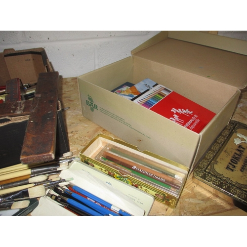 104 - A large parcel of technical drawing and art materials, all in used condition