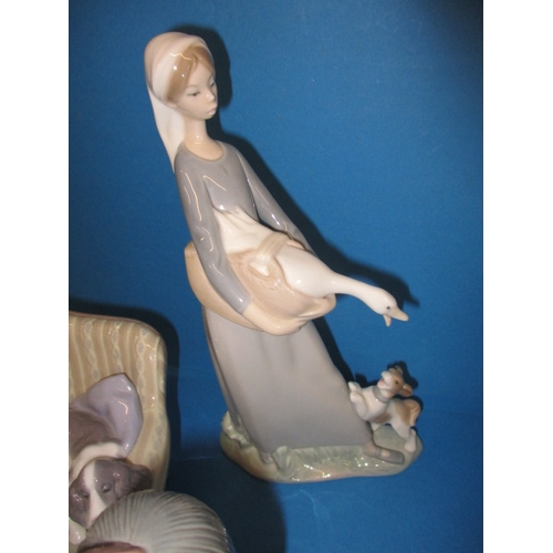 107 - A parcel of vintage Lladro porcelain figures, all in good condition with no observed damage  or rest... 