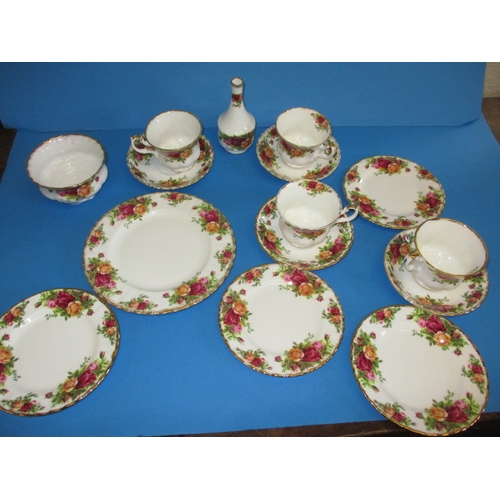 110 - A Royal Albert old country roses part tea service, all factory firsts, and 6 plates and 2 cream jugs... 