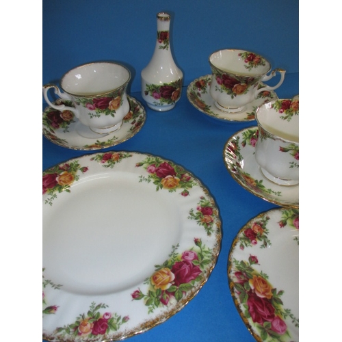 110 - A Royal Albert old country roses part tea service, all factory firsts, and 6 plates and 2 cream jugs... 