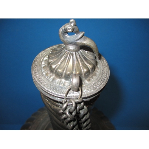 129 - A parcel of vintage Persian white metal items, to include a large gaud shape drinks vessel and a pai... 