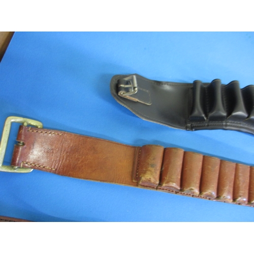 147 - 3 Leather cartridge belts, all suitable for 12 bore, in god used condition