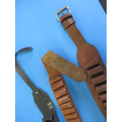 147 - 3 Leather cartridge belts, all suitable for 12 bore, in god used condition