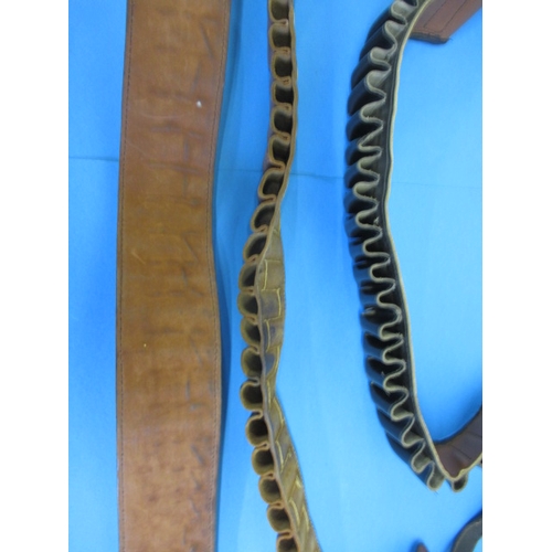 147 - 3 Leather cartridge belts, all suitable for 12 bore, in god used condition