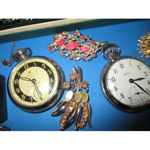 148 - A parcel of vintage costume jewellery and watches, to include some silver items, all in used conditi... 