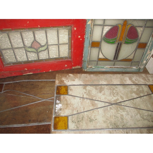 149 - A parcel of vintage stained glass windows, some damages, approx. size of largest 52x92cm