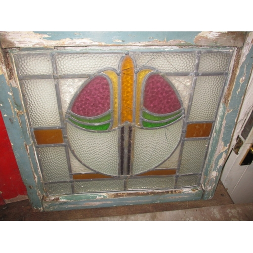 149 - A parcel of vintage stained glass windows, some damages, approx. size of largest 52x92cm