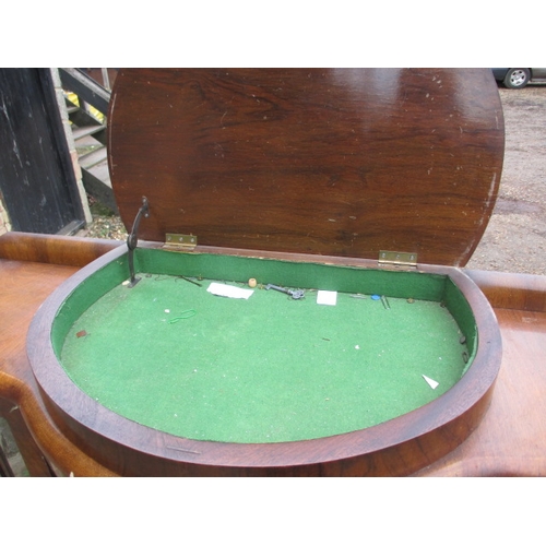 151 - A mid 20th Century serpentine fronted glazed display cabinet. 2 glass shelves and original key. Appr... 