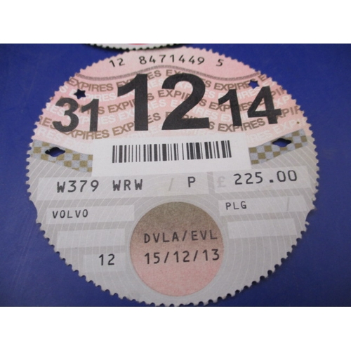 158 - Seven vintage vehicle tax discs, all in used condition