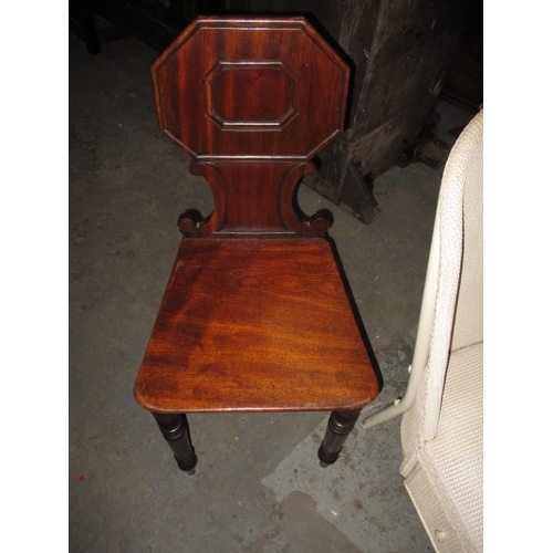 159 - A vintage Lloyd Loom style bedroom chair with drawer base and an antique mahogany hall chair. In use... 