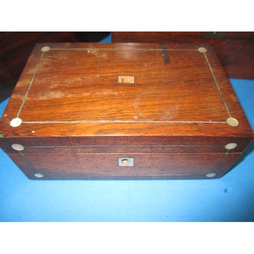 166 - Three antique wood boxes, one with loose lid, all with age-related marks, approx. width of largest 3... 