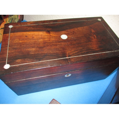 166 - Three antique wood boxes, one with loose lid, all with age-related marks, approx. width of largest 3... 