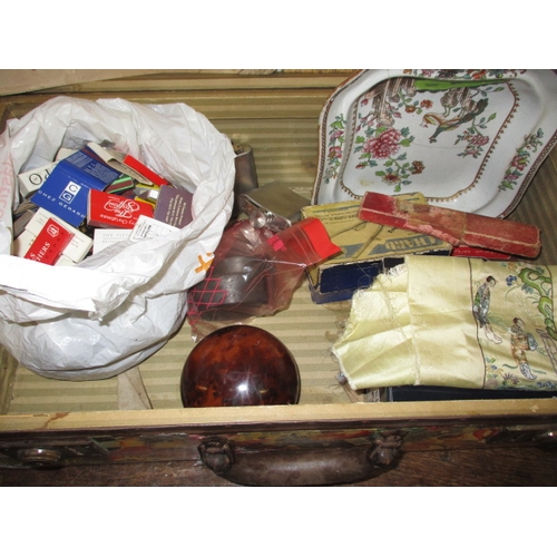 169 - A parcel of general clearance items, to include 2 suit cases, kitchenallia and a clock, all in used ... 