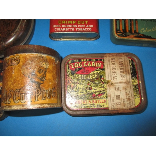 339 - A parcel of antique and later tobacco tins, to include a large Adkins nut brown and an Ogdens coolie... 