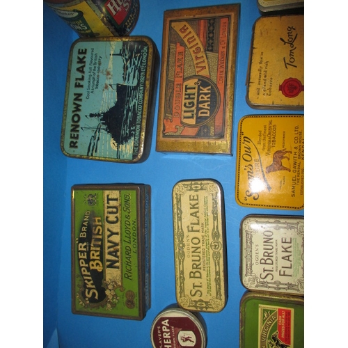 344 - A parcel of vintage tins, mostly tobacco but includes a very good Hudsons Soap string tin, all in us... 