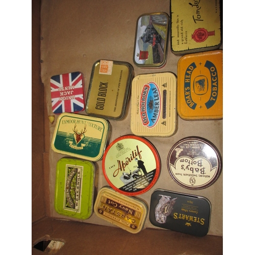 344 - A parcel of vintage tins, mostly tobacco but includes a very good Hudsons Soap string tin, all in us... 