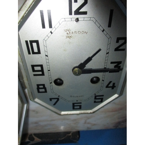 351 - A continental art deco clock garniture, not tested as to function and with general age-related marks