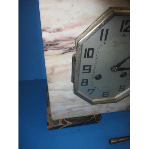 351 - A continental art deco clock garniture, not tested as to function and with general age-related marks