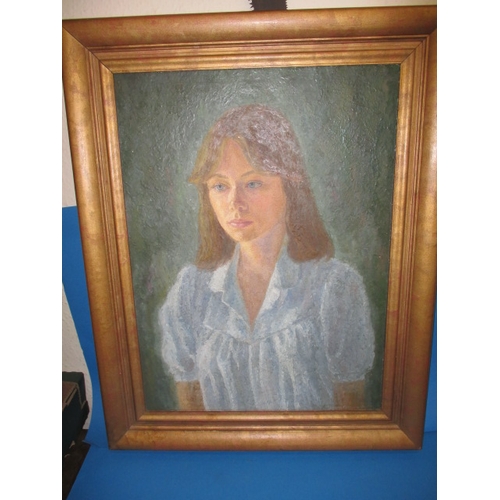 289 - A mid 20th century portrait on board, signed lower right, approx. image size 67x50cm