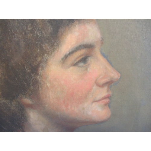 290 - An early 20th century oil on canvas portrait, approx. image size 51x40cm, unframed and in need of a ... 