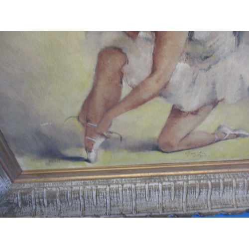 291 - A vintage oil on canvas portrait of a ballet dancer, signed lower right, approx. image size 45x37cm,... 