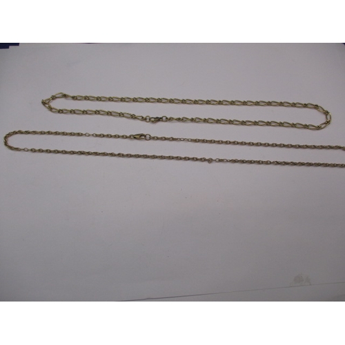 79 - Two vintage 9ct yellow gold necklace chains, approx. parcel weight 21.3g, in good pre-owned conditio... 