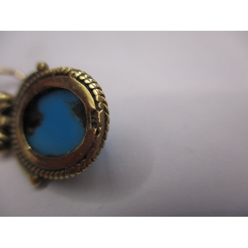 84 - A pair of vintage neoclassical style 9ct gold and turquoise earrings, in good pre-owned condition