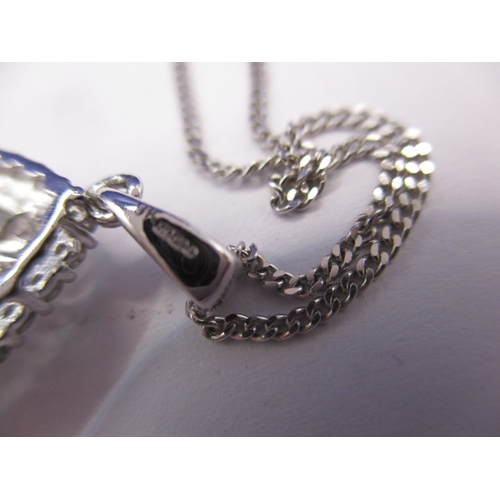 86 - A 9ct white gold necklace and pendant, the pendant set with over 100 small diamonds, approx. parcel ... 