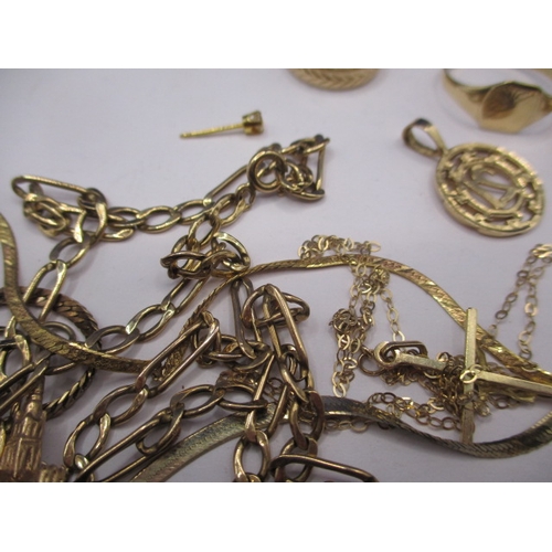 90 - A parcel of 9ct gold and yellow metal jewellery items, approx. parcel weight 29g, all in used condit... 