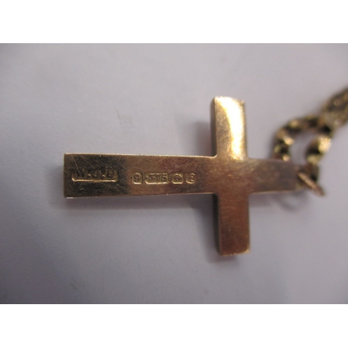 92 - A vintage 9ct gold necklace chain and cross pendant, approx. linear length of chain 42cm, approx. we... 