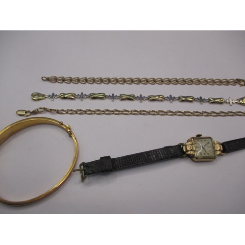 93 - A parcel of 9ct gold jewellery items, approx. parcel weight without watch 24g, to include a yellow a... 