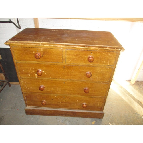 305 - An antique pine chest of 2 short over 3 long graduated drawers, approx. size w 98cm H 96cm D 45cm, h... 