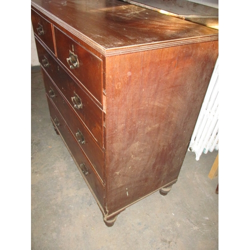 306 - An antique mahogany chest of 2 short over 3 long graduated drawers, approx. size w 103cm h 104cm d 5... 