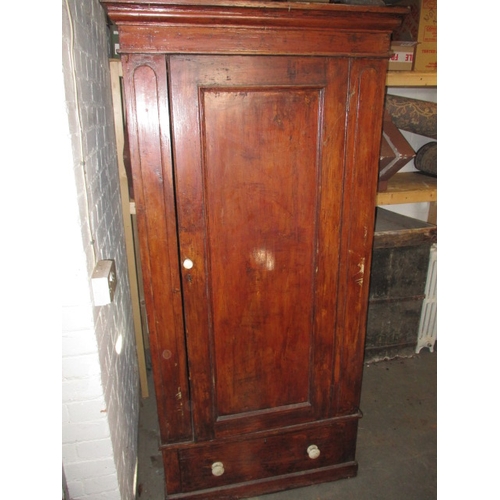 315 - An antique single door pine wardrobe with drawer base, approx. size196cm w 94cm d 45cm h, in used co... 