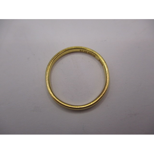 54 - A 22ct yellow gold wedding band, approx. ring size ‘N+’, approx. width 2.15mm, approx. weight 2.3g, ... 