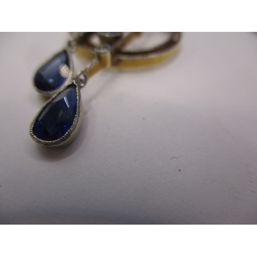 96 - An unmarked gold and possibly platinum art deco diamond and sapphire necklace pendant, in good pre-o... 