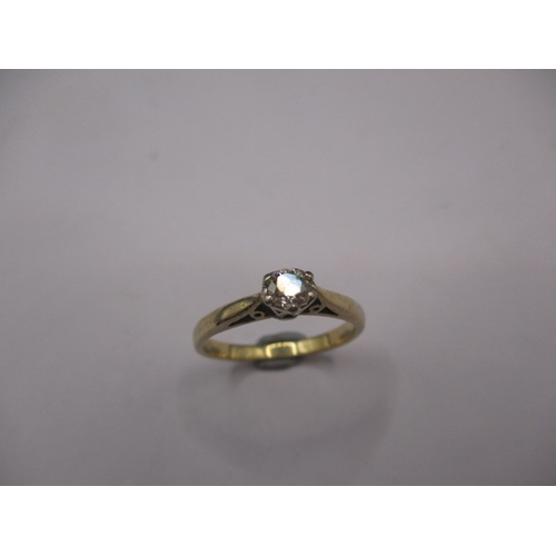 15 - A 9ct yellow gold diamond solitaire ring, approx. ring size ‘M’ approx. weight 2g in good pre-owned ... 