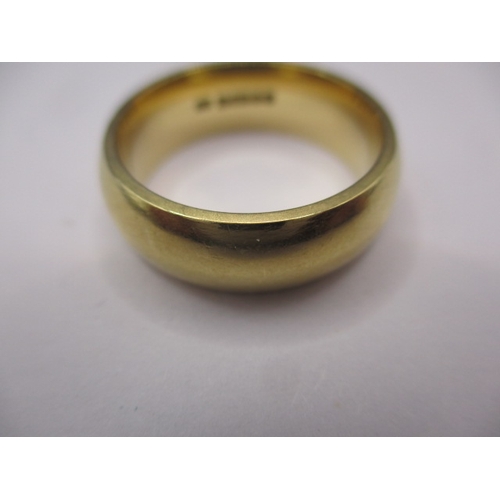 58 - An 18ct yellow gold wedding band, approx. ring size ‘P’, approx. width 7mm, approx. weight 12.3g in ... 