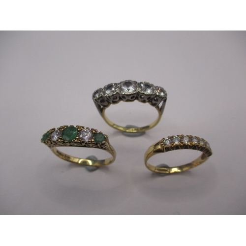 62 - 3 Vintage gold dress rings, two marked 9ct the other 18ct & plat, various sizes and stones, approx. ... 