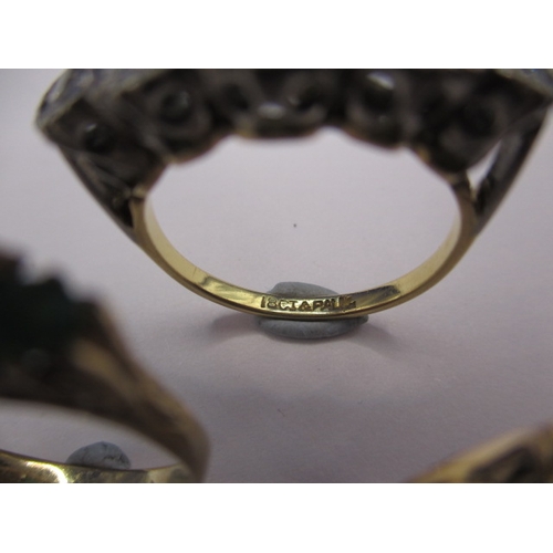 62 - 3 Vintage gold dress rings, two marked 9ct the other 18ct & plat, various sizes and stones, approx. ... 