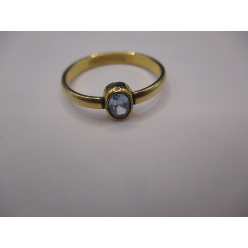 25 - An antique yellow gold ring with solitaire aquamarine, approx. ring size ‘N+’ unmarked and in good p... 