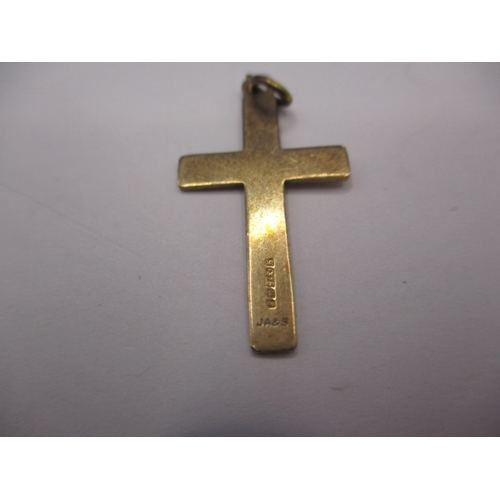 101 - Two 9ct gold necklaces and a 9ct gold cross pendant, approx. linear length of each 40cm, approx. cro... 