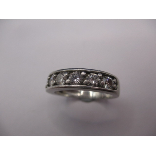 27 - A platinum 6 stone diamond wedding ring, approx. ring size ‘N’ approx. weight 6.6g in good pre-owned... 