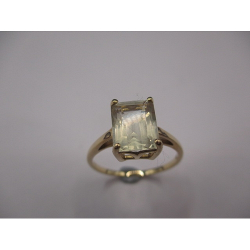 31 - A 9ct yellow gold dress ring with large pale lemon Serenite stone, approx. ring size ‘P+’, approx. w... 