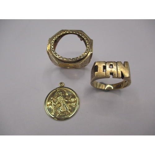 103 - A parcel of 9ct gold items, to include a coin ring shank, approx. parcel weight 23.9g, all in used c... 