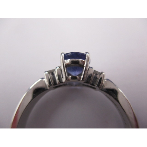 32 - An 18ct white gold, tanzanite and diamond dress ring, approx. ring size ‘O’, approx. weight 4.6g, in... 