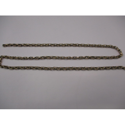 108 - An antique unmarked yellow gold chain, approx. length 53cm, approx. weight 14g, no fixing clasps to ... 