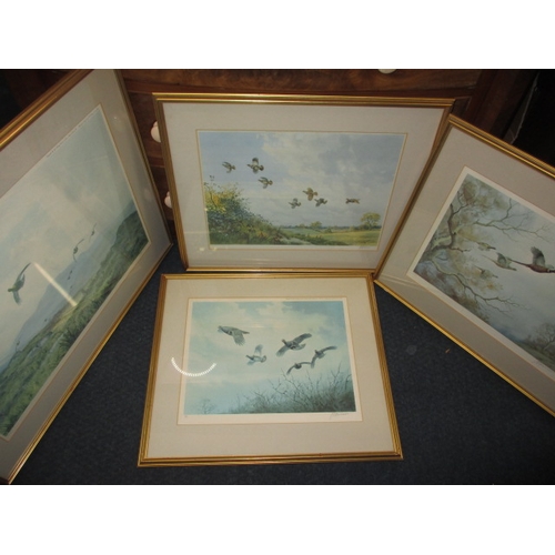 300 - 4 Framed prints of game birds in flight, all by Jack C Harrison, all in pre-owned condition