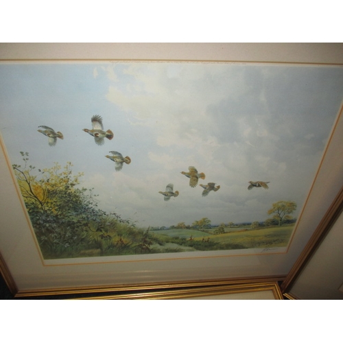 300 - 4 Framed prints of game birds in flight, all by Jack C Harrison, all in pre-owned condition